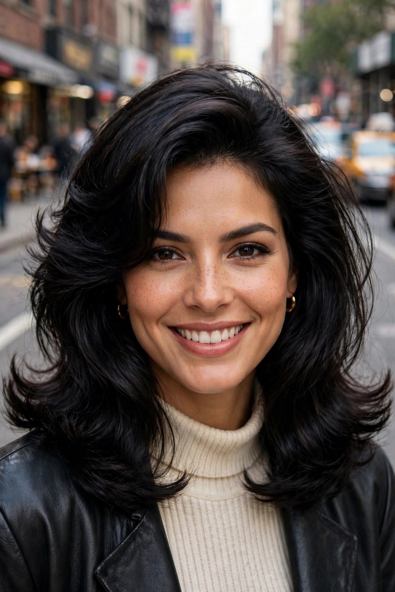 Sleek middle part 90s-inspired layered haircut