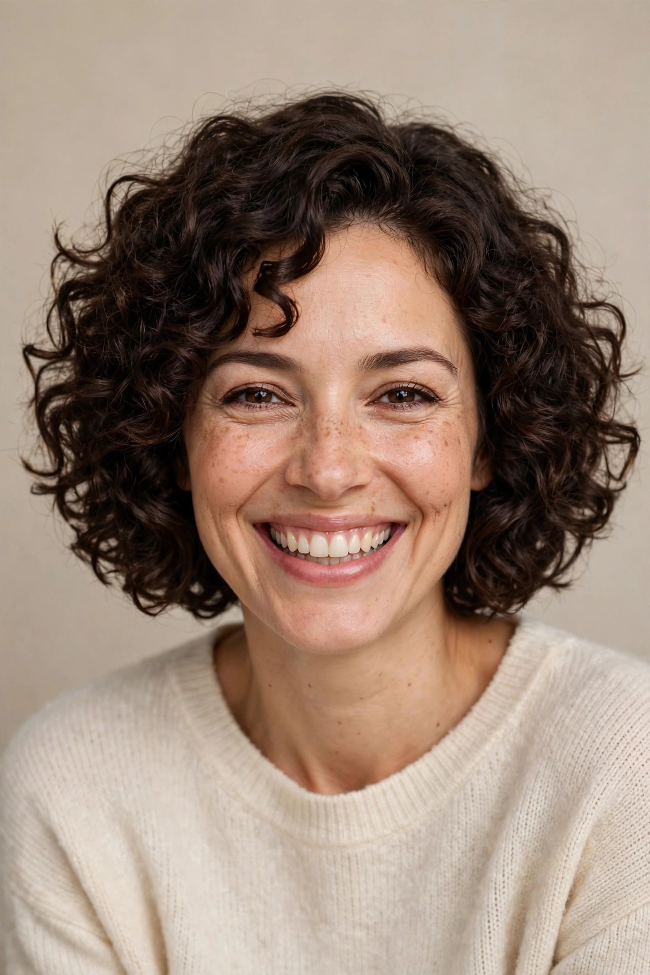 Curly bob haircut with defined curls