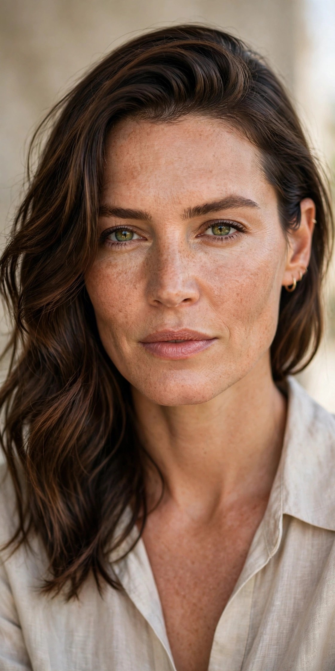 Soft wavy lob with feathered layers on a square face