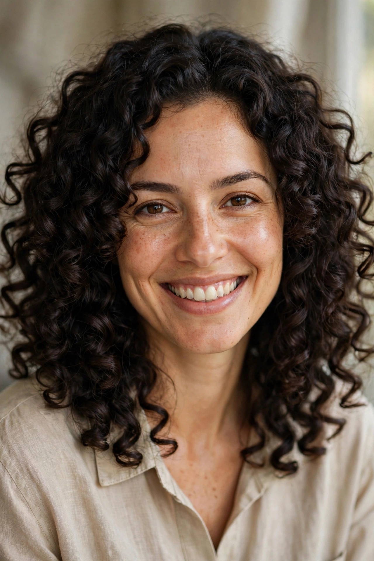 Defined bouncy curls at collarbone length
