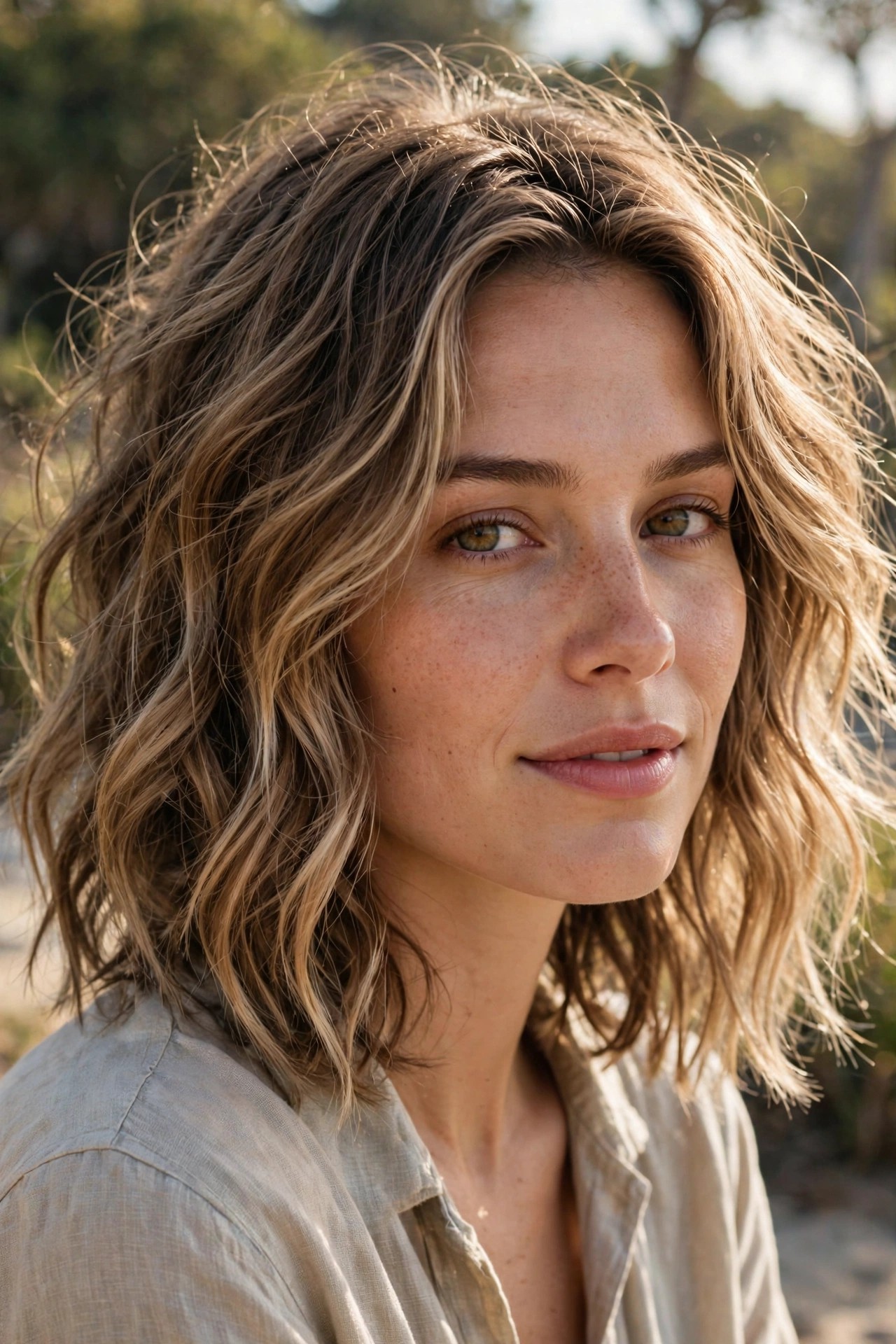Wavy beach-textured midlength layers