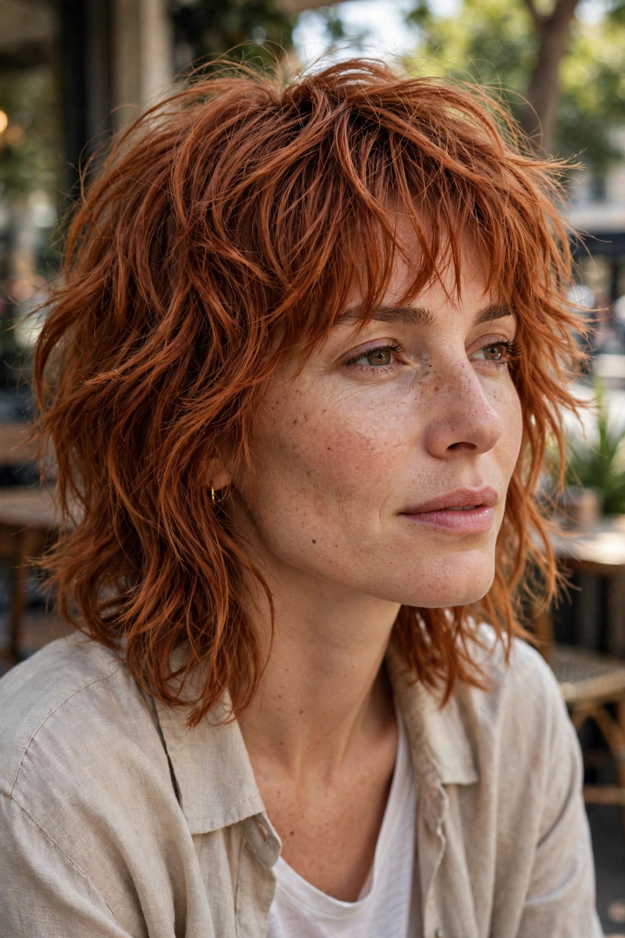 Modern shag haircut with choppy layers