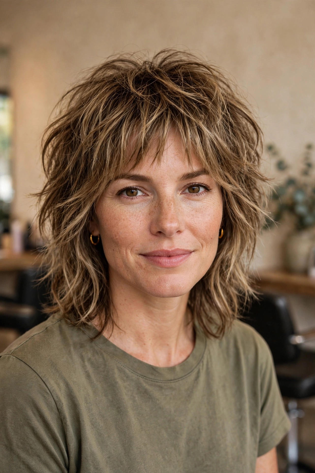 Modern textured shag haircut with choppy layers