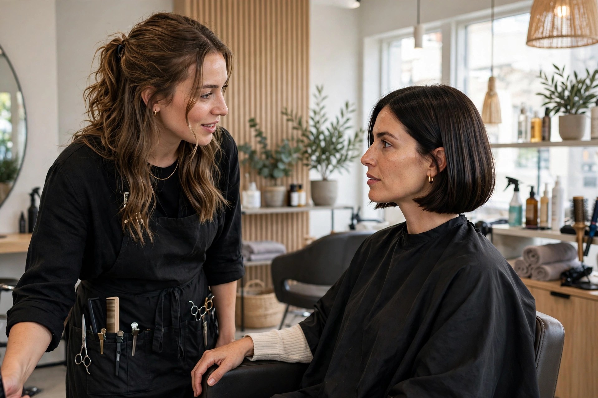 Woman consulting her stylist in a salon