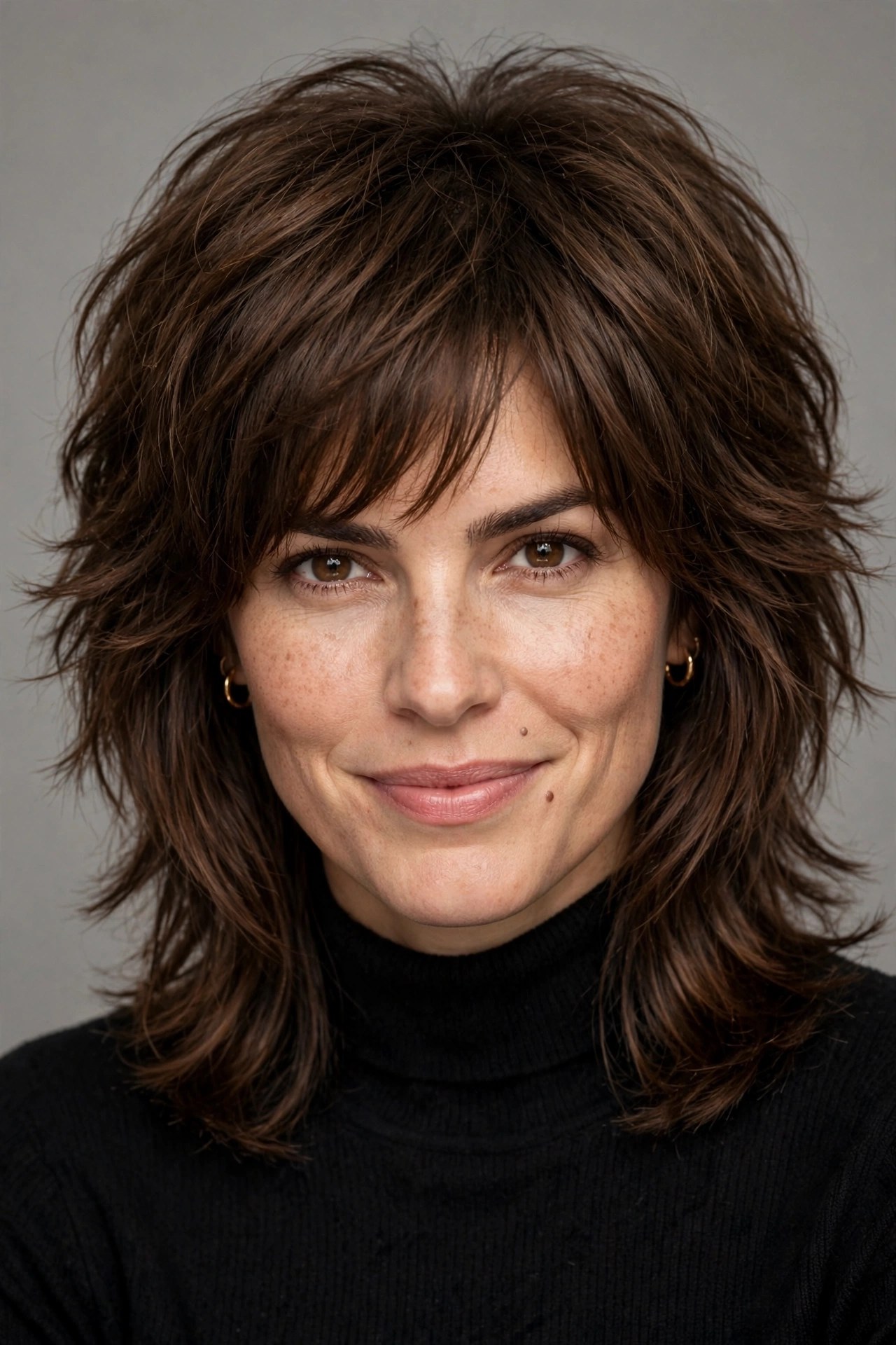 Collarbone-length shag with full layered volume