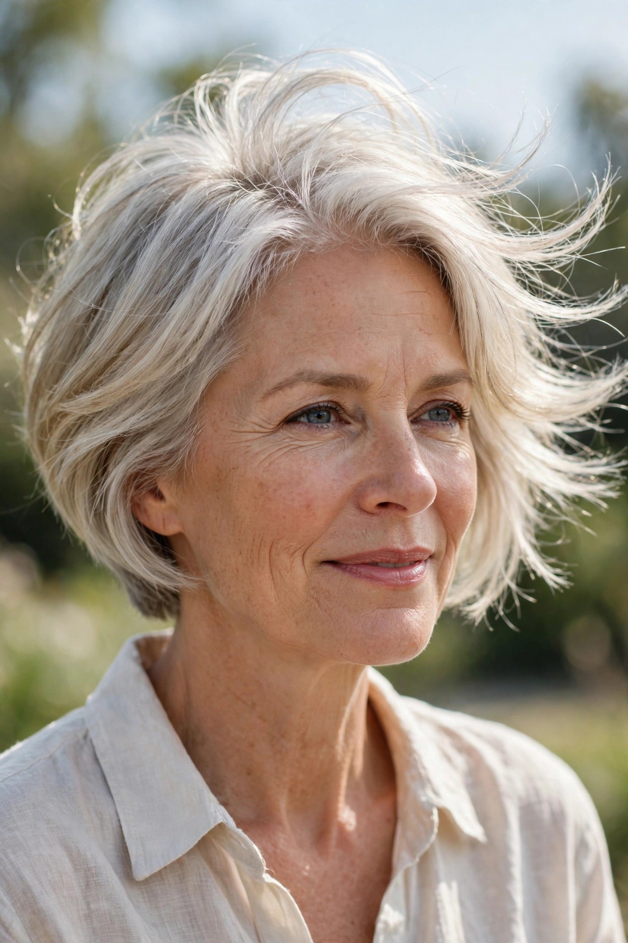 Stacked bob on fine hair with lift and volume at the roots and crown