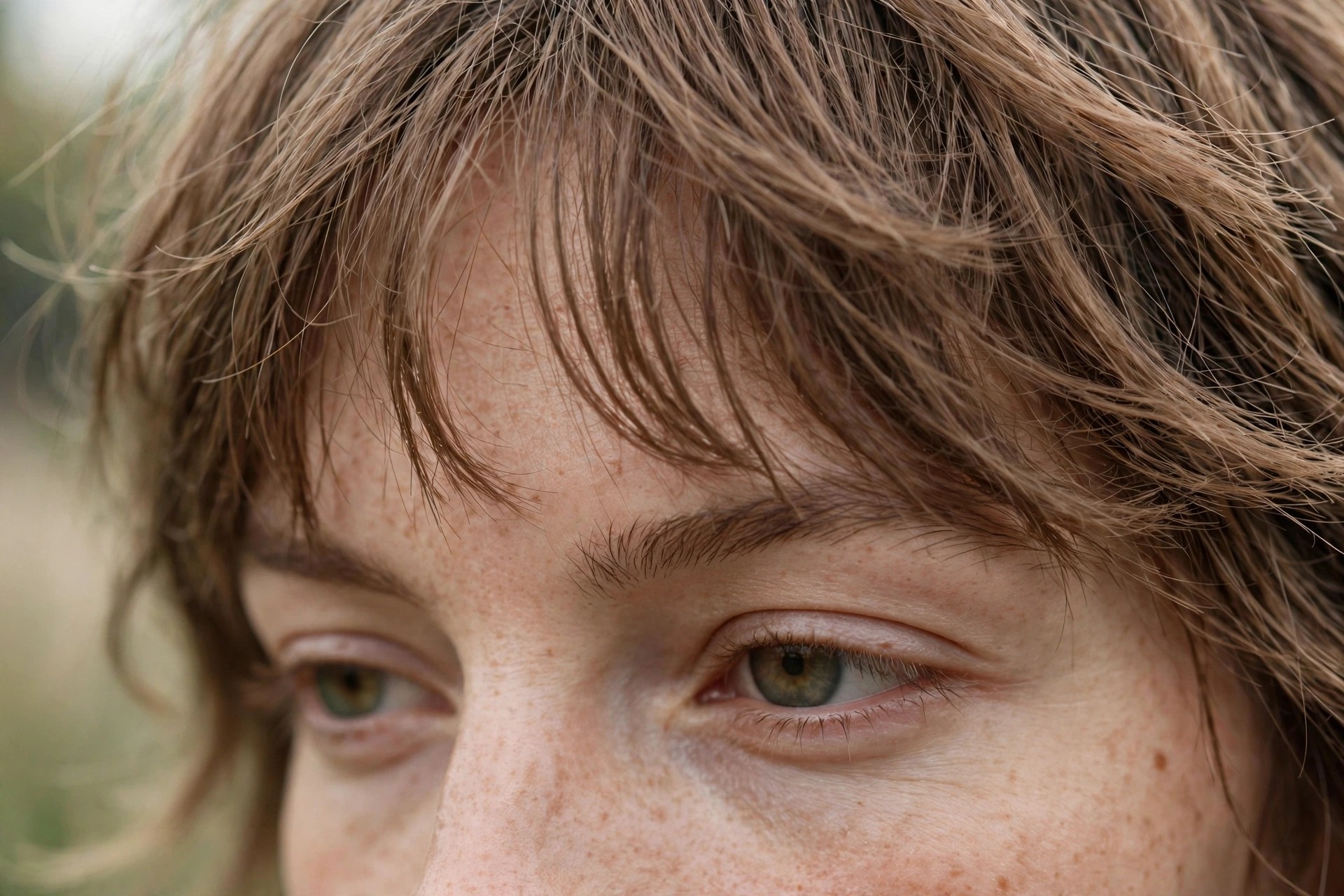Chin-grazing fringe on a shaggy layered cut