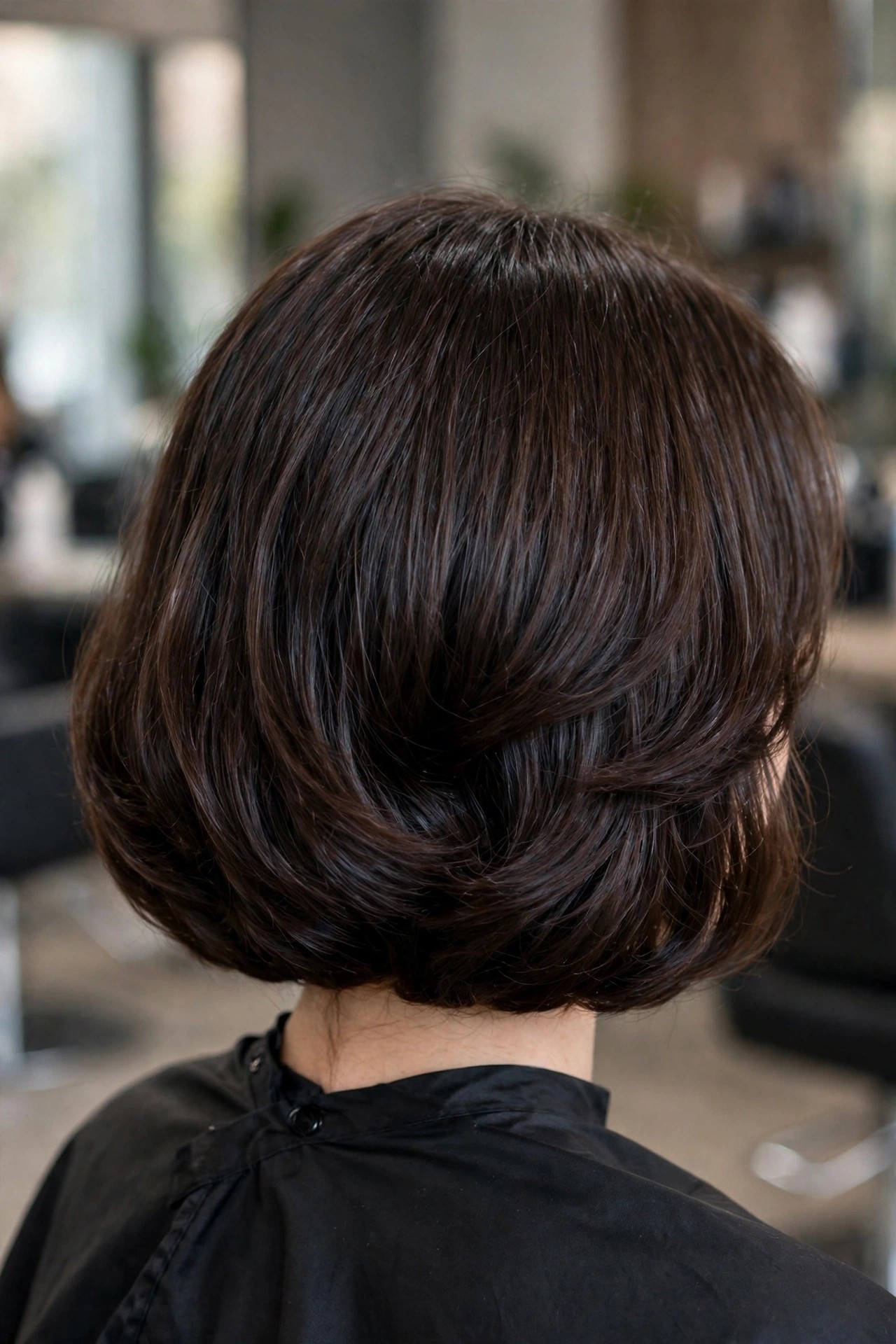 U-shaped mid-length haircut with full perimeter